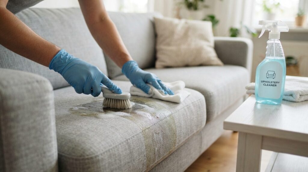 Close-up stockphoto of cleaning smoke machine residue from a